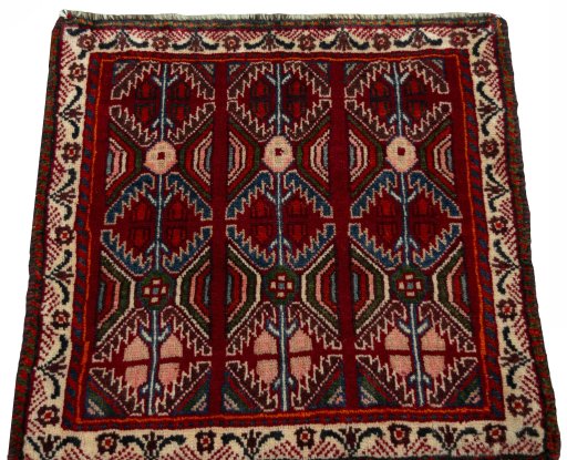 Surface texture of 2000s Shiraz rug with natural Wool and intricate pattern