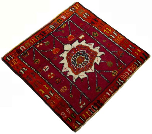 Close-up detail of 2000s Shiraz rug from Iran / Persia showing Wool weave