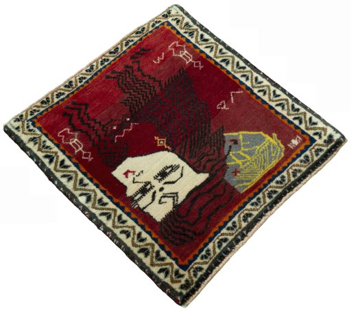 Close-up detail of 2000s Shiraz rug from Iran / Persia showing Wool weave