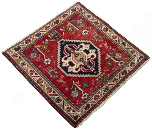 Close-up detail of 2000s Shiraz rug from Iran / Persia showing Wool weave