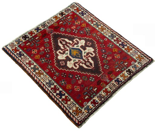 Close-up detail of 2000s Shiraz rug from Iran / Persia showing Wool weave