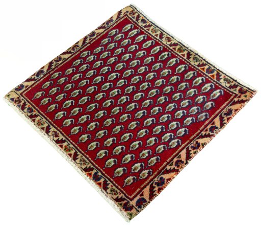 Corner detail of 2000s Shiraz rug showing border pattern and Wool pile