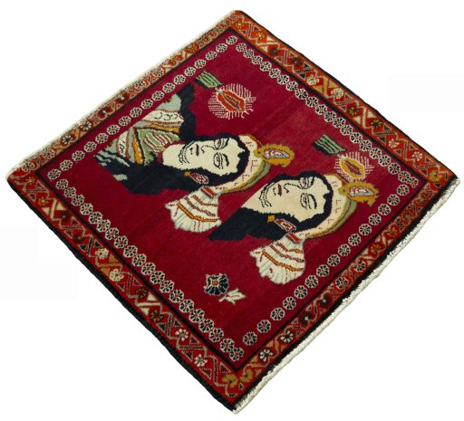 Close-up detail of 2000s Shiraz rug from Iran / Persia showing Wool weave