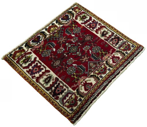 Close-up detail of 2000s Shiraz rug from Iran / Persia showing Wool weave