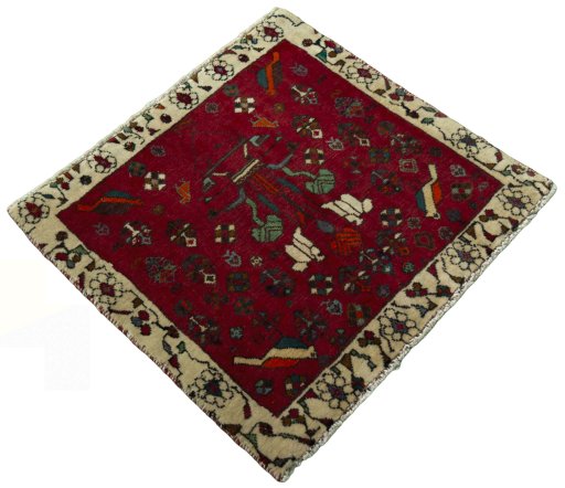 Close-up detail of 2000s Shiraz rug from Iran / Persia showing Wool weave