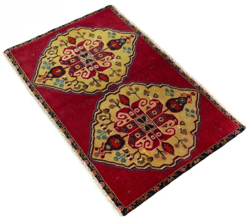 Corner detail of 2000s Shiraz rug showing border pattern and Wool pile