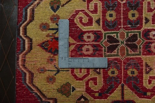 Backside of handmade 2000s Shiraz rug showing knot structure and weave density