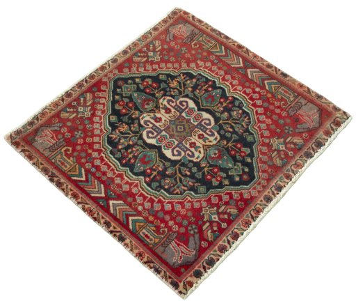 Close-up detail of 2000s Shiraz rug from Iran / Persia showing Wool weave
