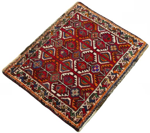 Close-up detail of 2000s Shiraz rug from Iran / Persia showing Wool weave