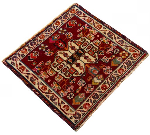 Close-up detail of 2000s Shiraz rug from Iran / Persia showing Wool weave