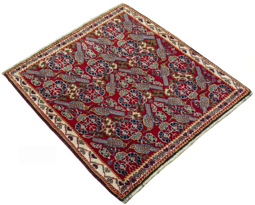 Close-up detail of 2000s Shiraz rug from Iran / Persia showing Wool weave