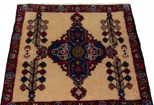 Surface texture of 2000s Shiraz rug with natural Wool and intricate pattern