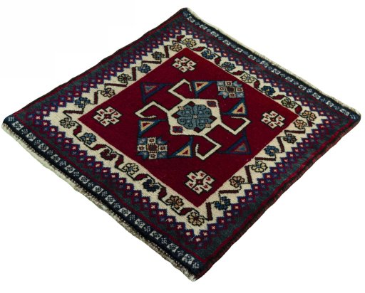 Corner detail of 2000s Shiraz rug showing border pattern and Wool pile