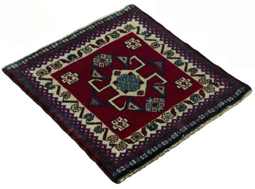 Close-up detail of 2000s Shiraz rug from Iran / Persia showing Wool weave