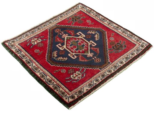 Close-up detail of 2000s Shiraz rug from Iran / Persia showing Wool weave