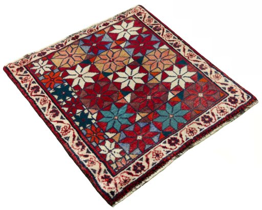 Close-up detail of 2000s Shiraz rug from Iran / Persia showing Wool weave