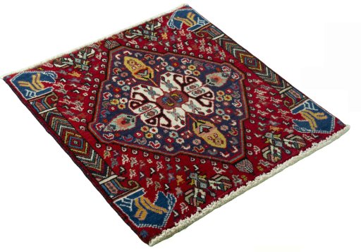 Close-up detail of 2000s Shiraz rug from Iran / Persia showing Wool weave