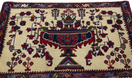 Surface texture of 2000s Shiraz rug with natural Wool and intricate pattern