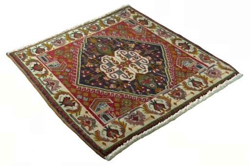 Close-up detail of 2000s Shiraz rug from Iran / Persia showing Wool weave