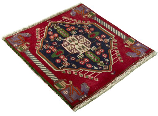 Close-up detail of 2000s Shiraz rug from Iran / Persia showing Wool weave