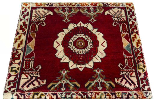 Surface texture of 2000s Shiraz rug with natural Wool and intricate pattern