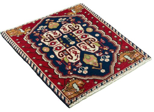 Close-up detail of 2000s Shiraz rug from Iran / Persia showing Wool weave
