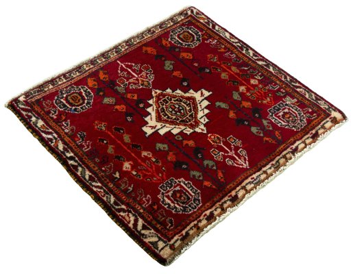 Close-up detail of 2000s Shiraz rug from Iran / Persia showing Wool weave
