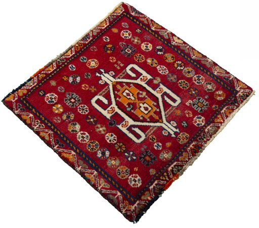 Close-up detail of 2000s Shiraz rug from Iran / Persia showing Wool weave