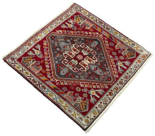 Close-up detail of 2000s Shiraz rug from Iran / Persia showing Wool weave