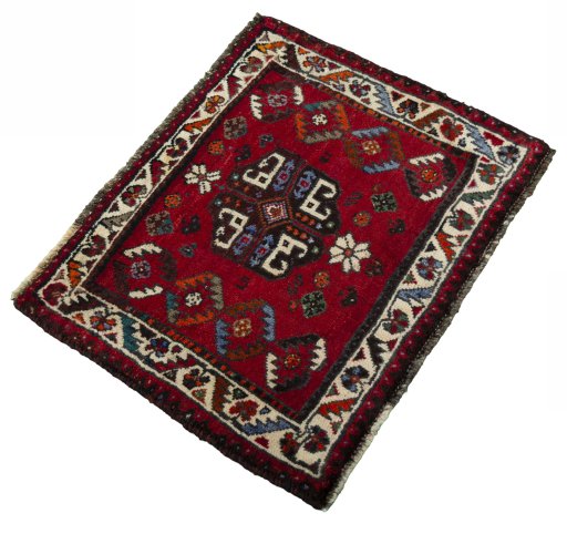 Close-up detail of 2000s Shiraz rug from Iran / Persia showing Wool weave