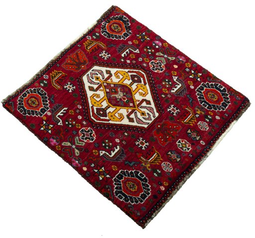 Close-up detail of 2000s Shiraz rug from Iran / Persia showing Wool weave