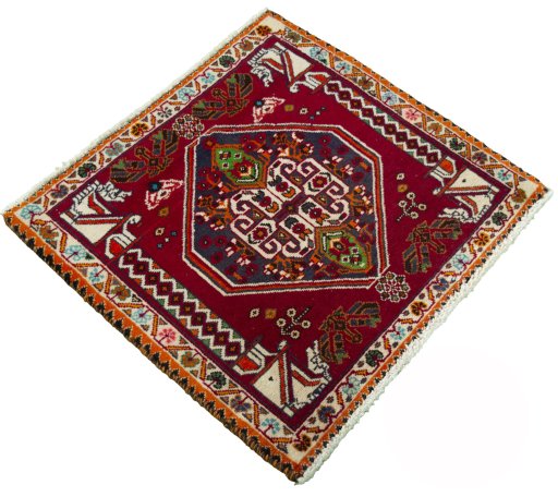 Close-up detail of 2000s Shiraz rug from Iran / Persia showing Wool weave