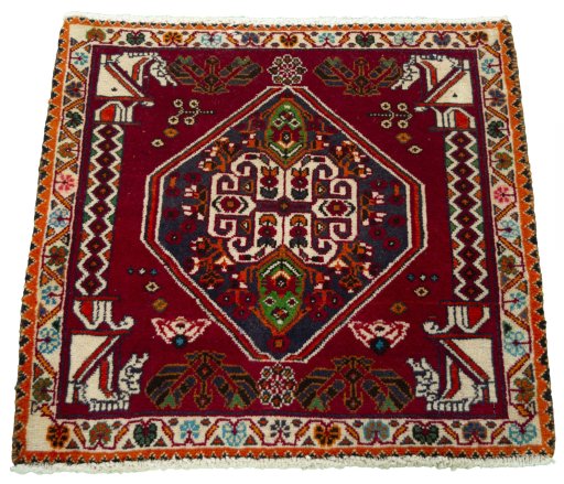 Surface texture of 2000s Shiraz rug with natural Wool and intricate pattern