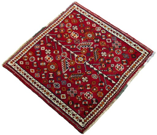 Close-up detail of 2000s Shiraz rug from Iran / Persia showing Wool weave