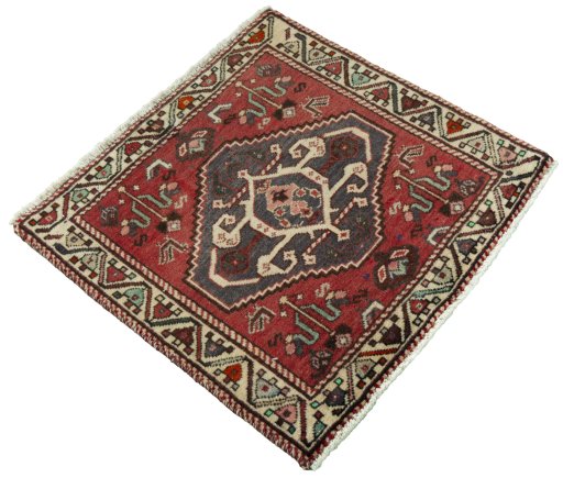 Close-up detail of 2000s Shiraz rug from Iran / Persia showing Wool weave