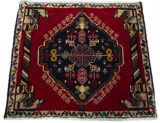 Surface texture of 2000s Shiraz rug with natural Wool and intricate pattern