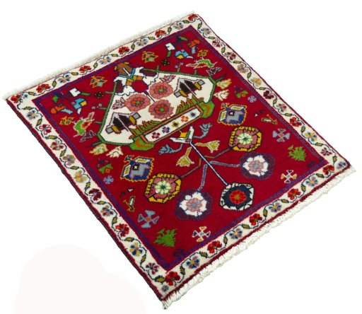 Close-up detail of 2000s Shiraz rug from Iran / Persia showing Wool weave