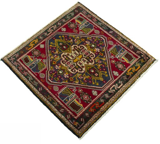 Close-up detail of 2000s Shiraz rug from Iran / Persia showing Wool weave