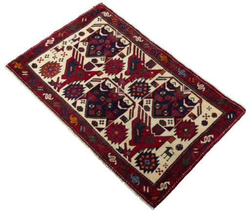 Corner detail of 2000s Shiraz rug showing border pattern and Wool pile