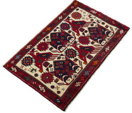 Close-up detail of 2000s Shiraz rug from Iran / Persia showing Wool weave