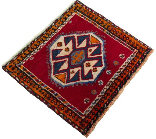 Close-up detail of 2000s Shiraz rug from Iran / Persia showing Wool weave