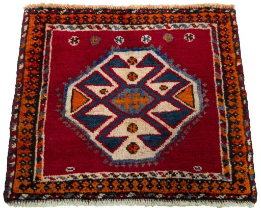Surface texture of 2000s Shiraz rug with natural Wool and intricate pattern