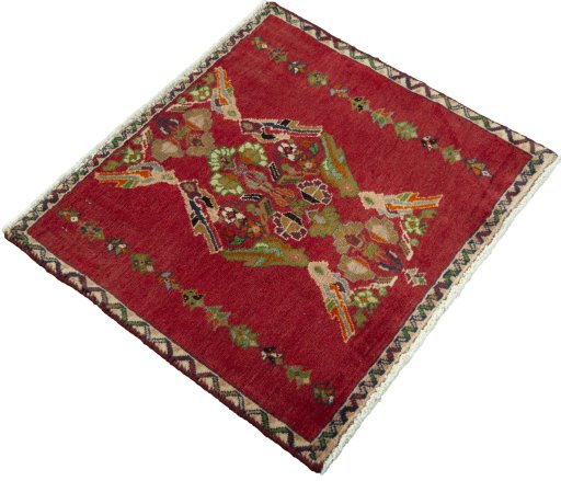 Close-up detail of 2000s Shiraz rug from Iran / Persia showing Wool weave