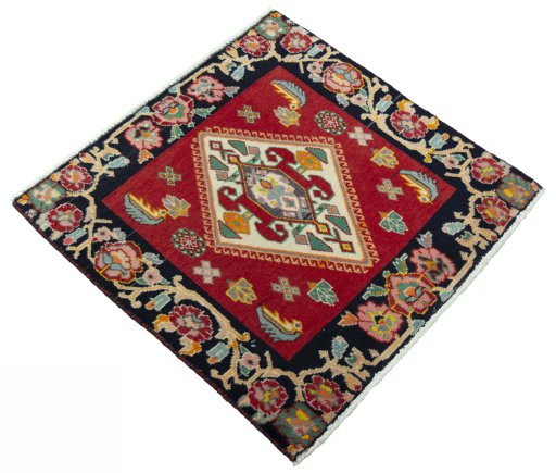 Close-up detail of 2000s Shiraz rug from Iran / Persia showing Wool weave