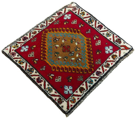 Close-up detail of 2000s Shiraz rug from Iran / Persia showing Wool weave