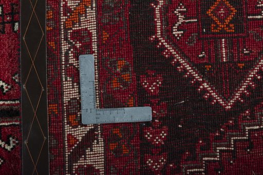 Close-up detail of 2000s Shiraz rug from Iran / Persia showing Wool weave
