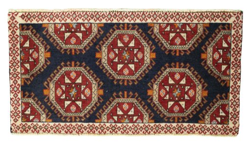 Full view of 2000s Shiraz rug from Iran / Persia, 47 × 89 cm in Multi Color tones