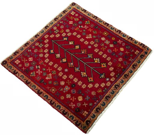 Close-up detail of 2000s Shiraz rug from Iran / Persia showing Wool weave