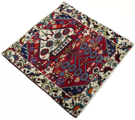 Close-up detail of 2000s Shiraz rug from Iran / Persia showing Wool weave