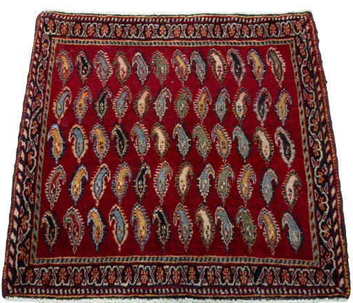 Surface texture of 2000s Shiraz rug with natural Wool and intricate pattern